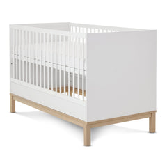 Obaby Astrid Cot Bed - 140x70cm White - showing the cot with the mattress base at its highest level