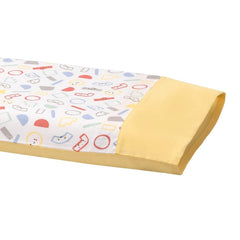 ClevaMama Replacement BABY Pillow Case Cover (Yellow Multi) - showing the multi-coloured top and the plain yellow reverse