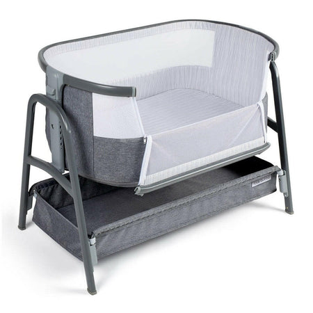 Ickle Bubba Bubba&Me Bedside Crib with Mattress Space Grey side down