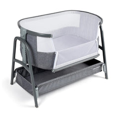 Ickle Bubba Bubba&Me Bedside Crib with Mattress Space Grey side down