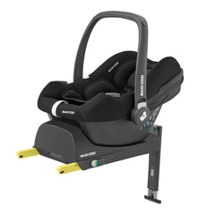 Maxi-Cosi CabrioFix i-Size Infant Car Seat - Essential Black - attached to the CabrioFix i-Size ISOFIX base
