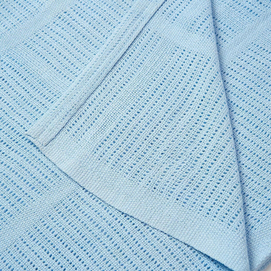Clair De Lune Cellular Cot Bed Blanket - Blue - showing the blanket laid flat
