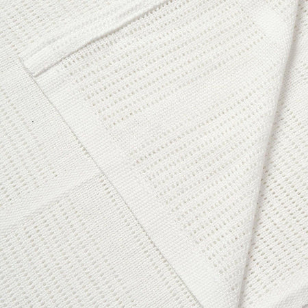 Clair de Lune Cellular Pram Blanket - White - showing the blanket laid flat