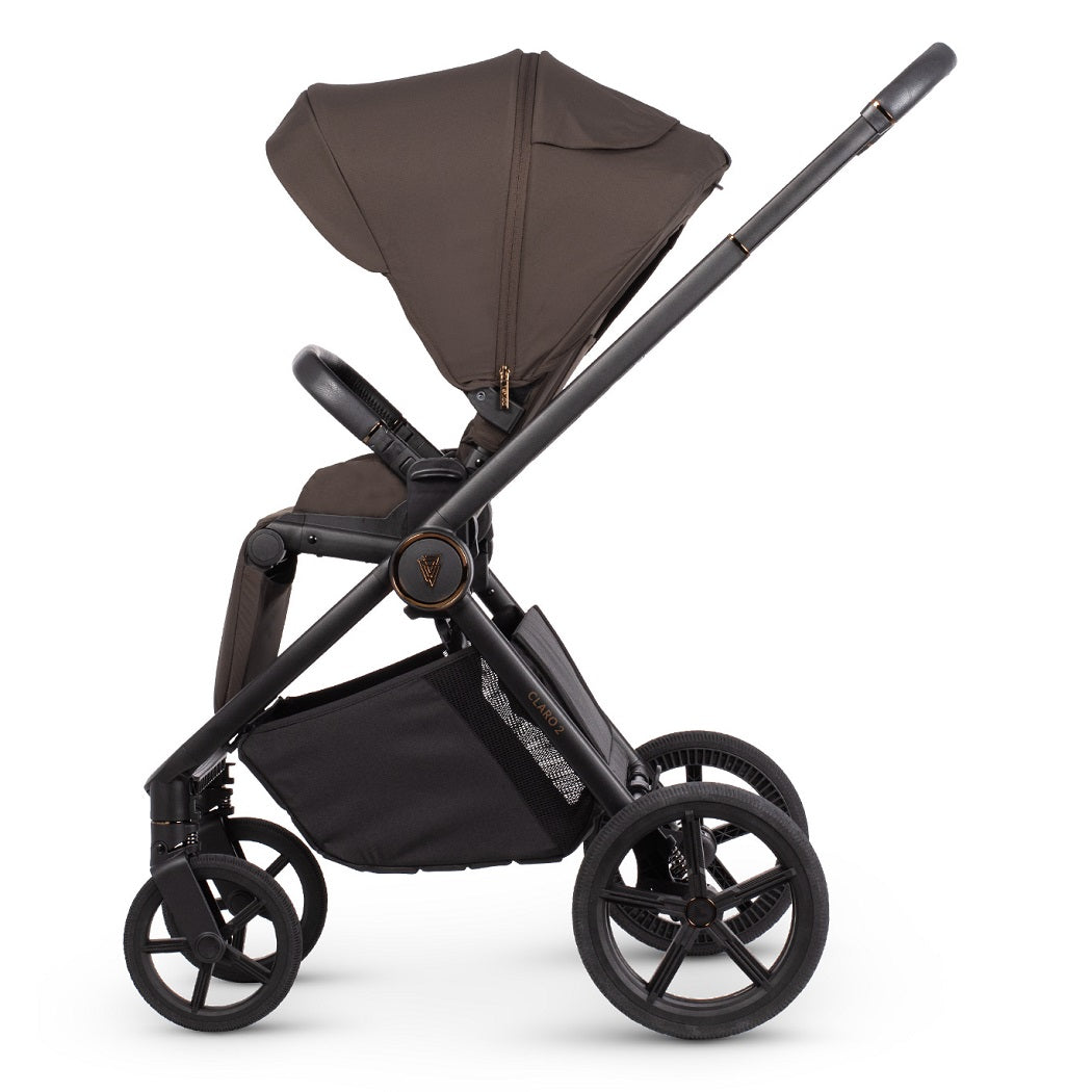 Venicci Claro 2 pushchair side view in forward-facing mode in Chocolate