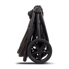 Venicci Claro 2 pushchair folded side view in Chocolate