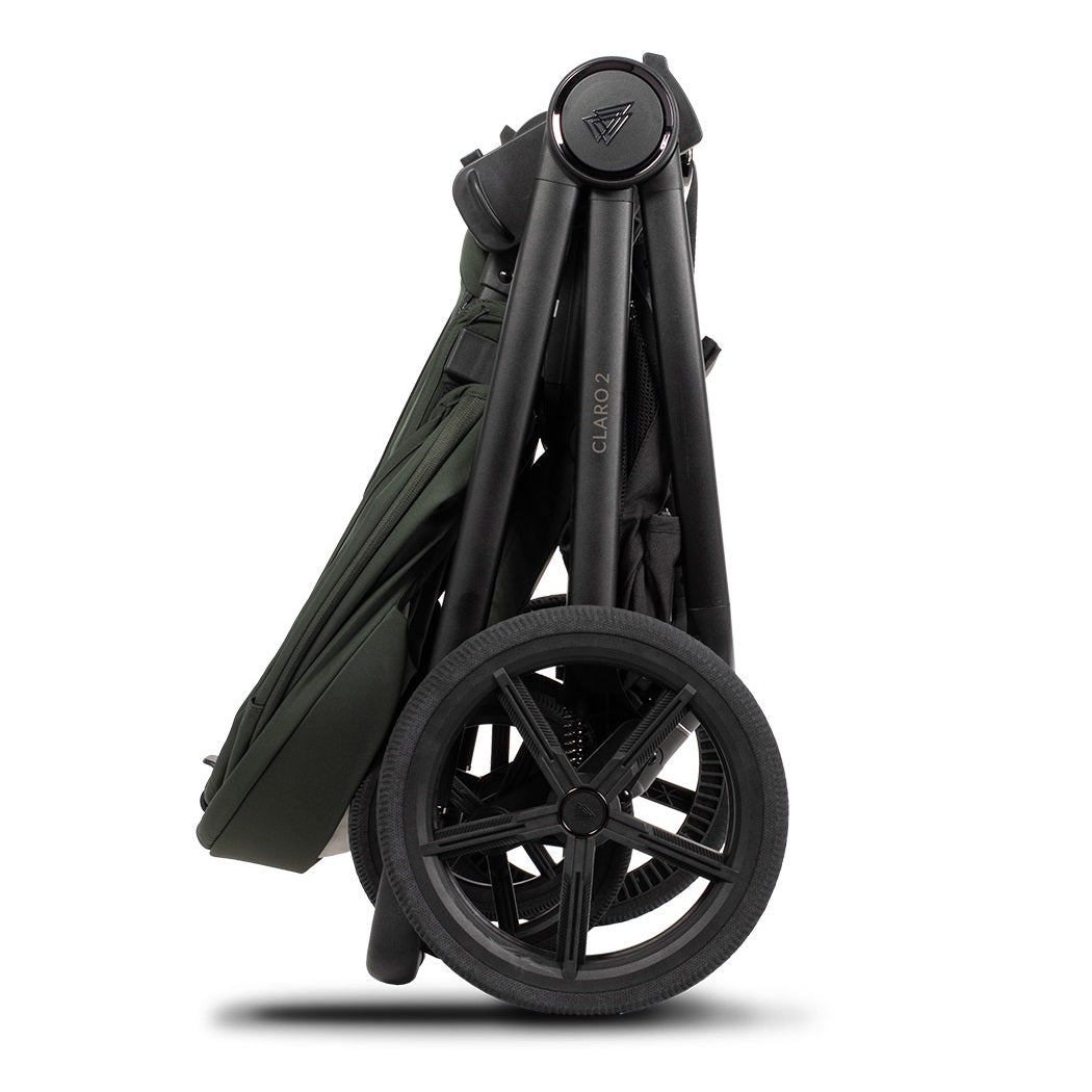 Venicci Claro 2 pushchair folded side view in Forest