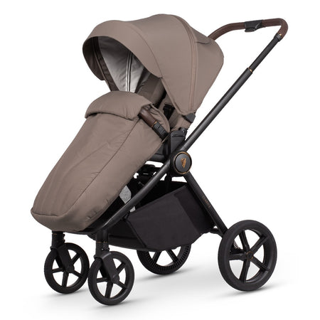Venicci Claro 2 pushchair in forward-facing mode with apron in Almond