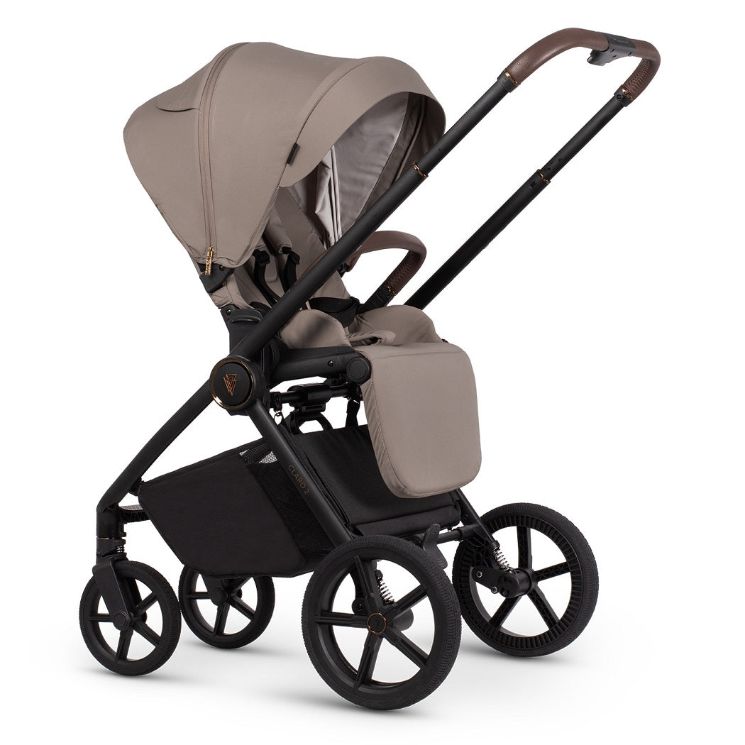 Venicci Claro 2 pushchair in parent-facing mode in Almond