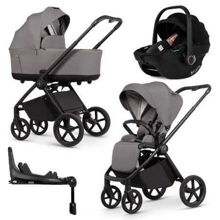 Venicci Claro 2 pram and forward-facing pushchair with car seat and ISOFIX base in Fog