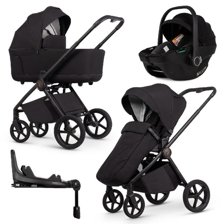 Venicci Claro 2 pram and forward-facing pushchair with car seat and ISOFIX base in Noir