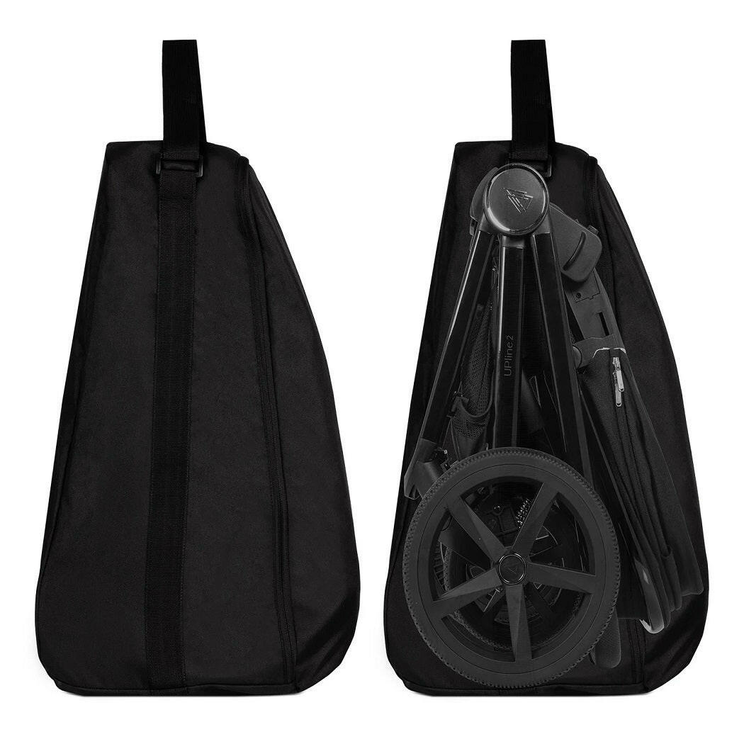 Venicci Travel Bag - Black - side views, with and without pushchair