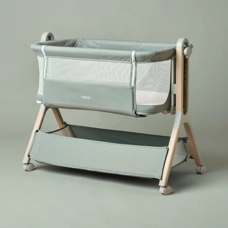 Obaby Cloud Bedside Crib - Sage - lifestyle image