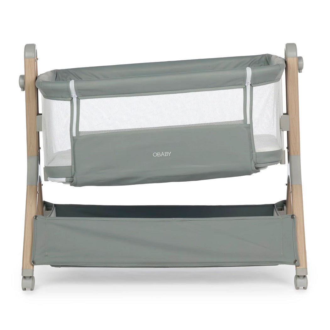 Obaby Cloud Bedside Crib - Sage - inclined/tilted for reflux