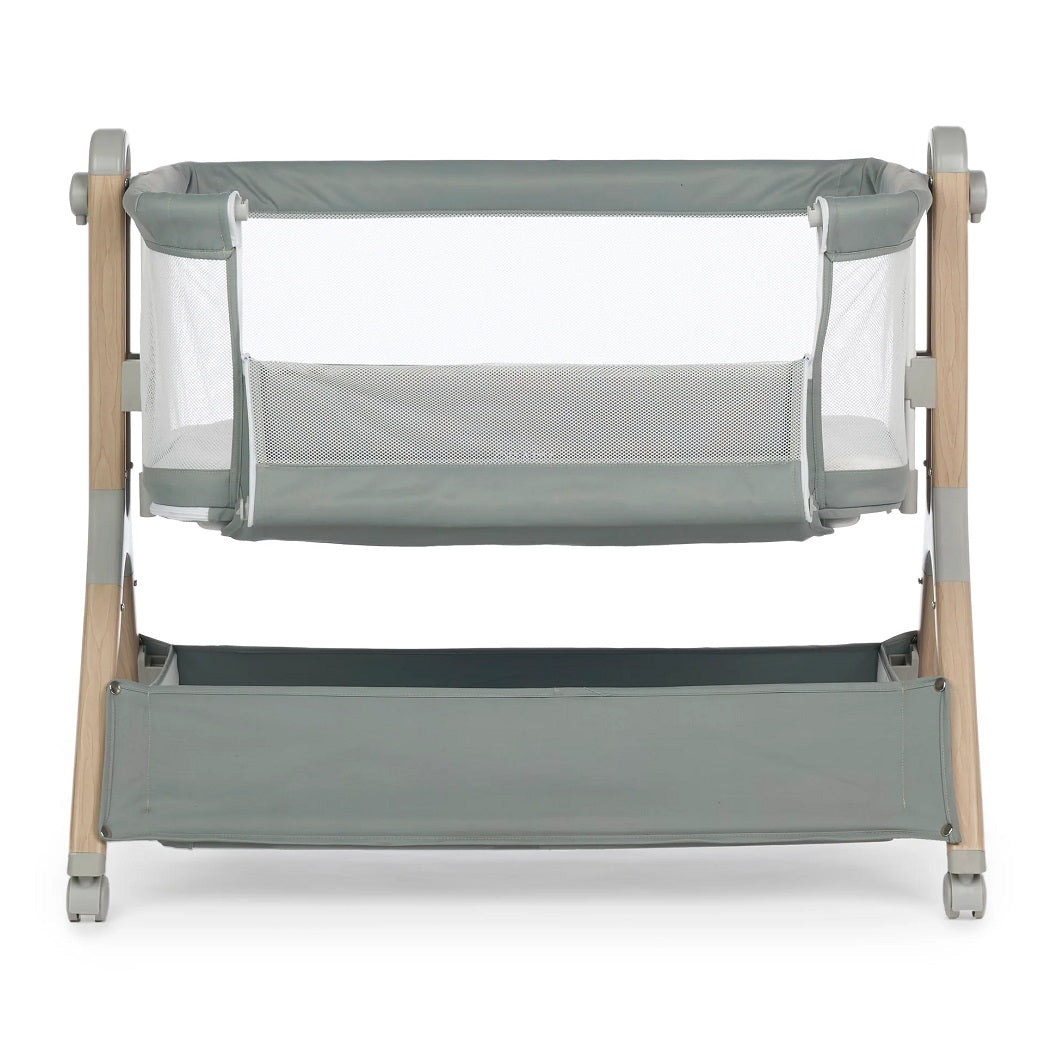 Obaby Cloud Bedside Crib - Sage - front panel lowered