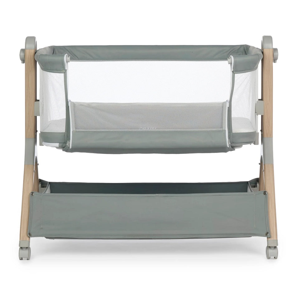 Obaby Cloud Bedside Crib - Sage - front panel lowered