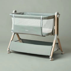 Obaby Cloud Bedside Crib - Sage - lifestyle image