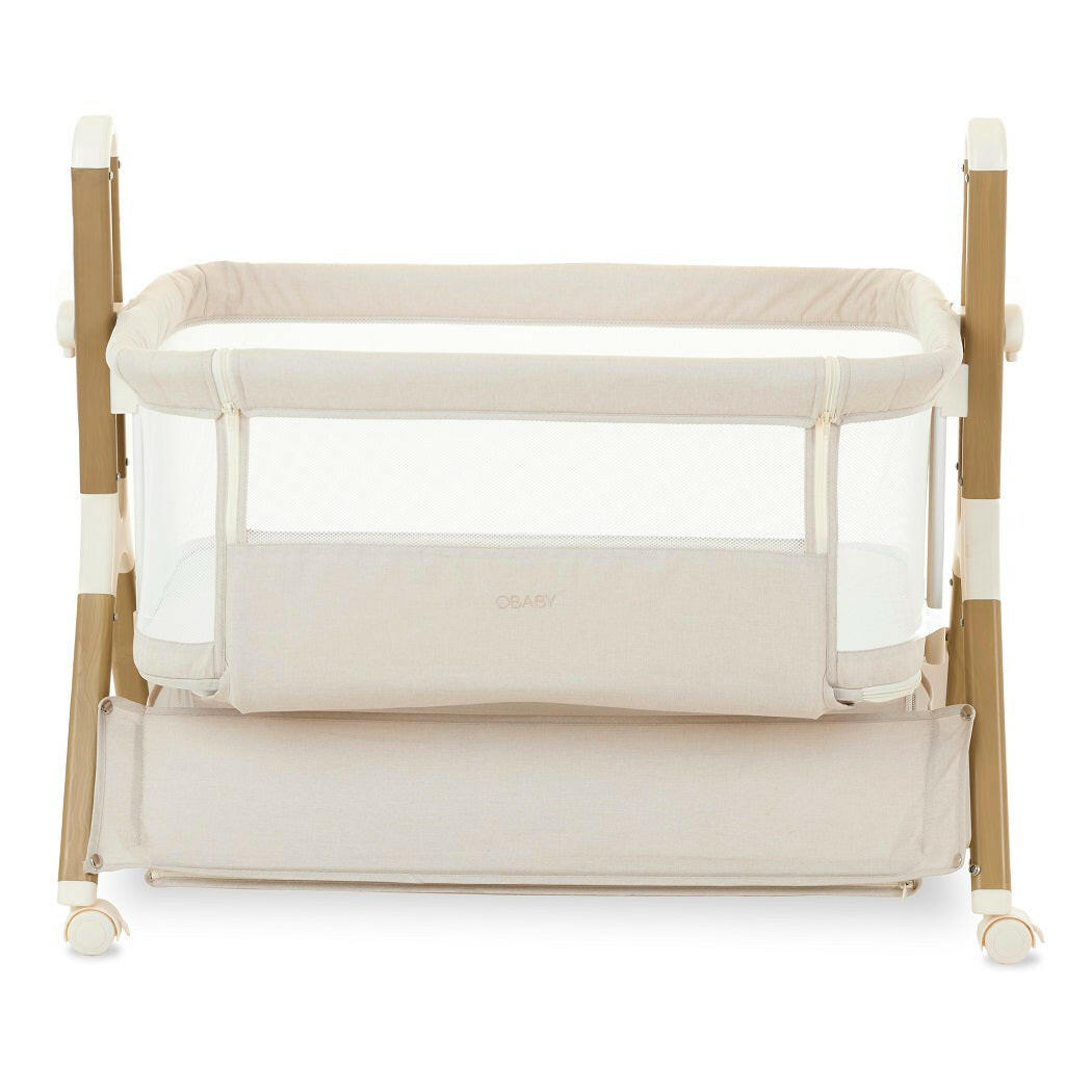 Obaby Cloud Bedside Crib - Oatmeal - crib at a lower height
