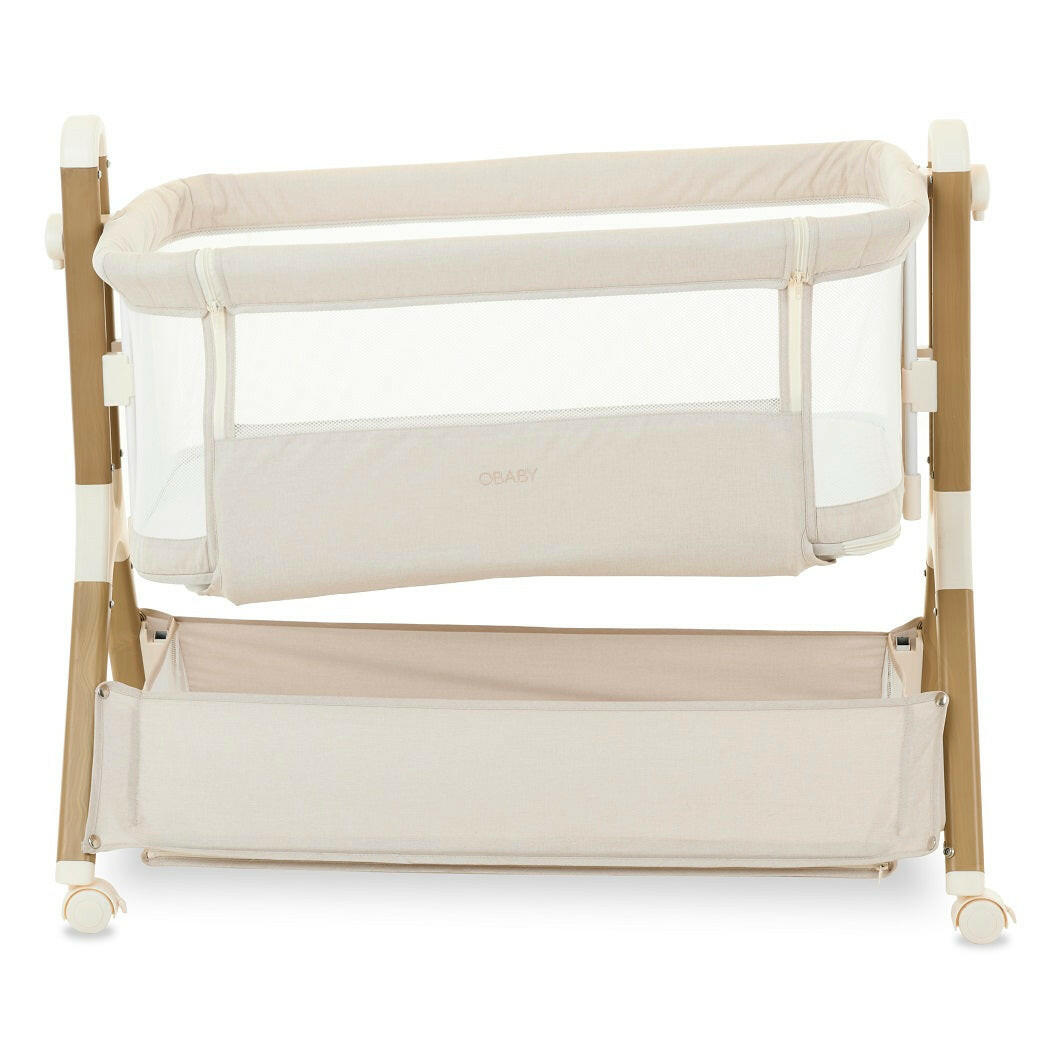 Obaby Cloud Bedside Crib - Oatmeal - inclined/tilted for reflux
