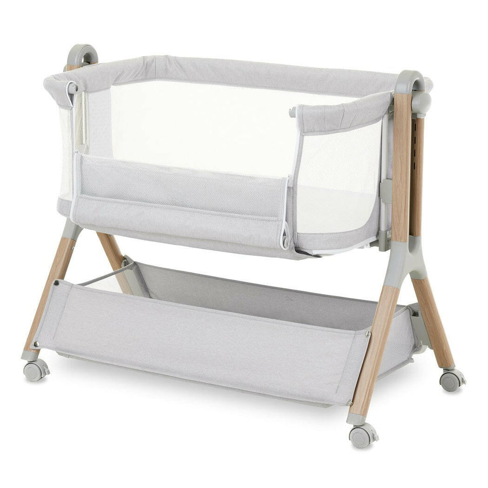 Obaby Cloud Bedside Crib - Grey - front panel lowered