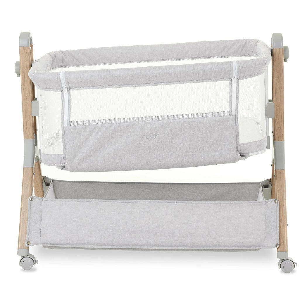 Obaby Cloud Bedside Crib - Grey - inclined/tilted for reflux