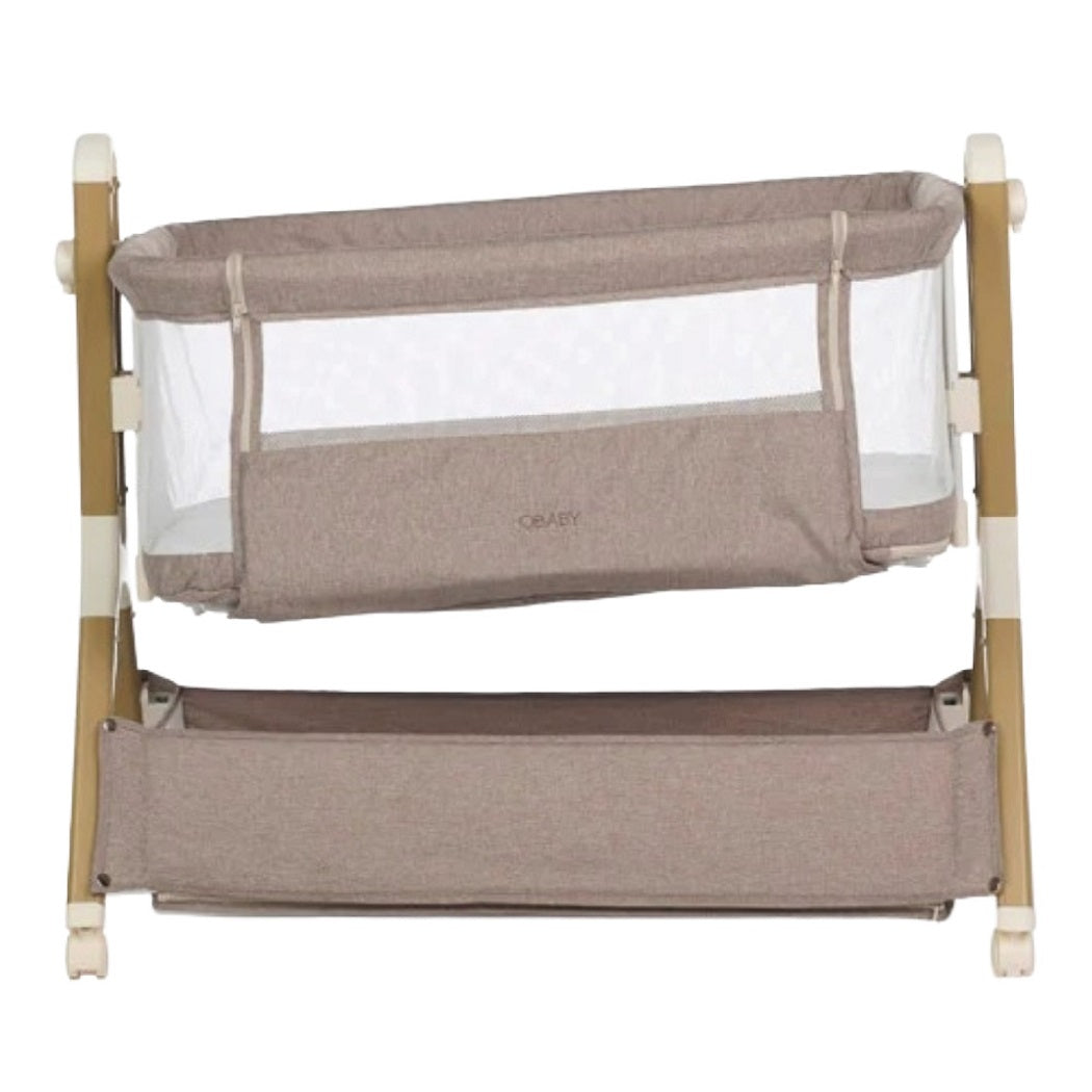 Obaby Cloud Bedside Crib - Nutmeg - inclined/tilted for reflux