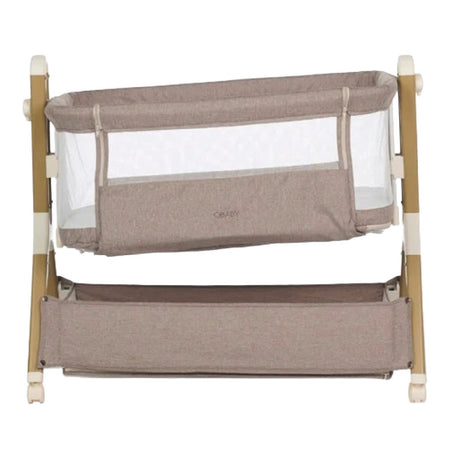 Obaby Cloud Bedside Crib - Nutmeg - inclined/tilted for reflux