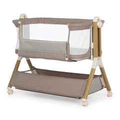 Obaby Cloud Bedside Crib - Nutmeg - front panel lowered