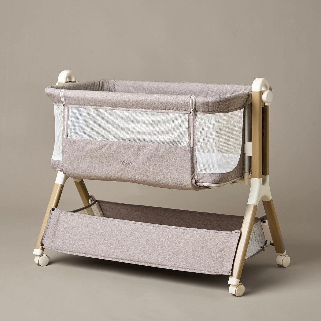 Obaby Cloud Bedside Crib - Nutmeg - lifestyle image