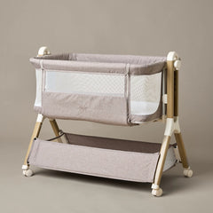 Obaby Cloud Bedside Crib - Nutmeg - lifestyle image