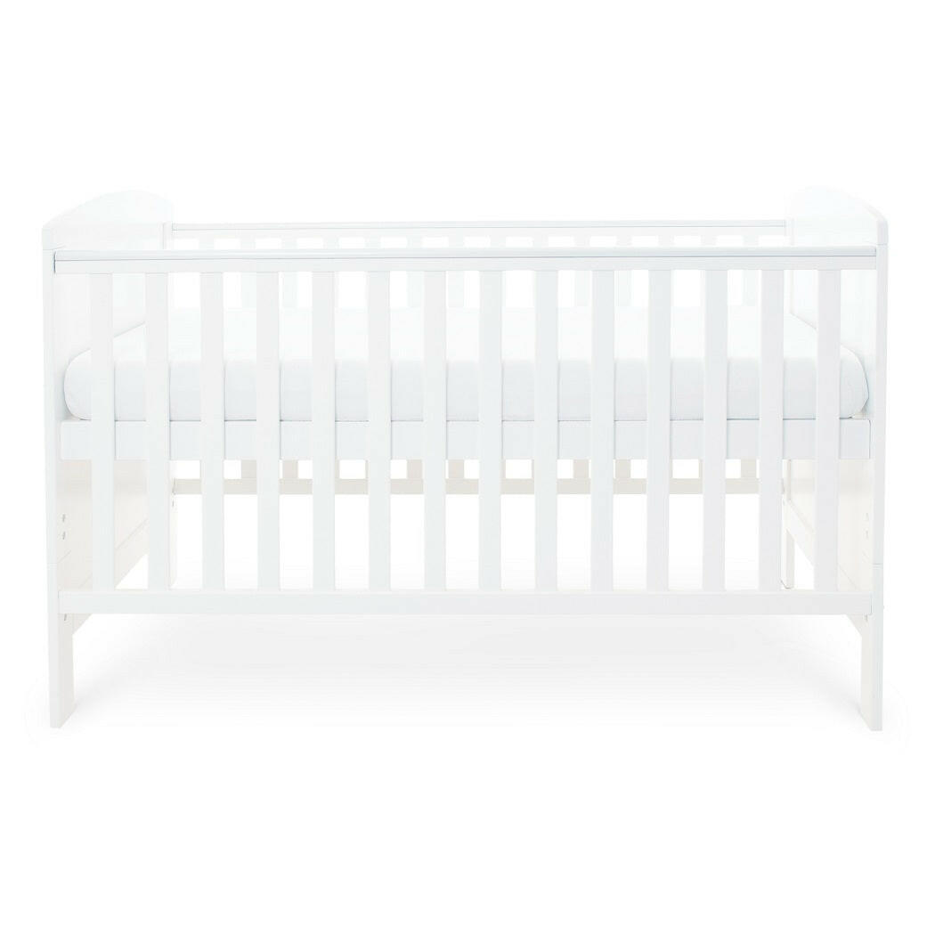 Ickle Bubba Coleby Classic Cot Bed - White - side view, with mattress at highest level