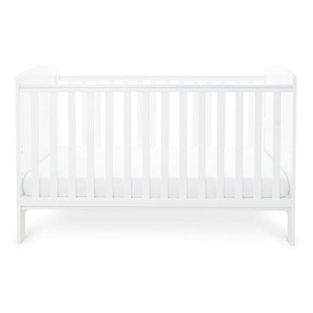 Ickle Bubba Coleby Classic Cot Bed - White - side view, with mattress at lowest level