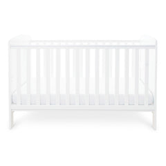 Ickle Bubba Coleby Classic Cot Bed - White - side view, with mattress at lowest level