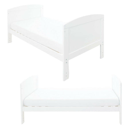 Ickle Bubba Coleby Classic Cot Bed - White - front and side views, junior bed