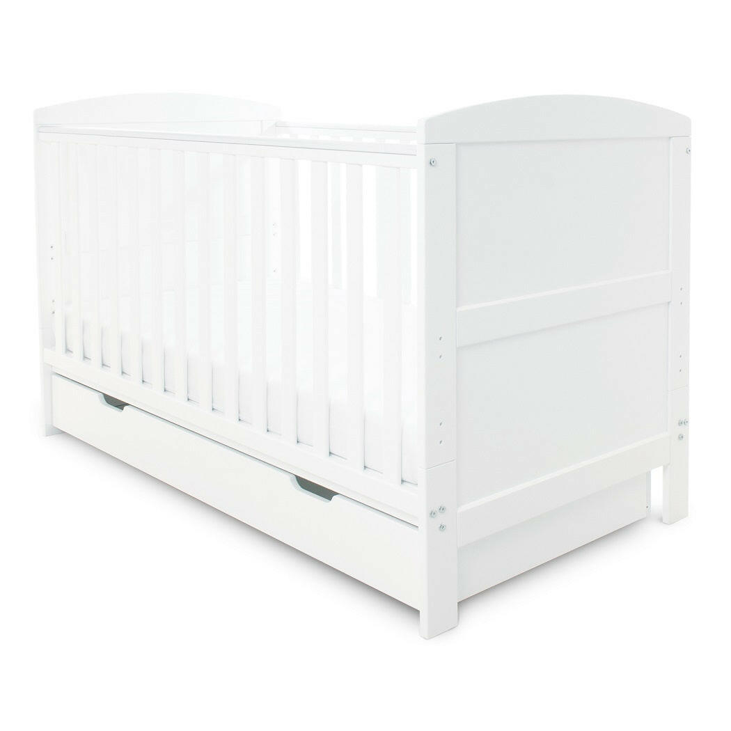 Ickle Bubba Coleby Classic Cot Bed & Under Drawer - White - side view