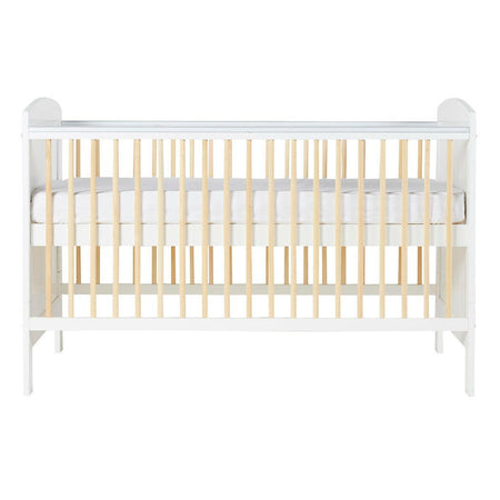 Ickle Bubba Coleby Scandi Classic Cot Bed - White - side view - mattress base at highest level