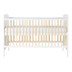 Ickle Bubba Coleby Scandi Classic Cot Bed - White - side view - mattress base at highest level