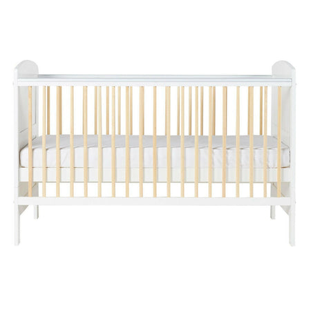 Ickle Bubba Coleby Scandi Classic Cot Bed - White - side view - mattress base at middle level