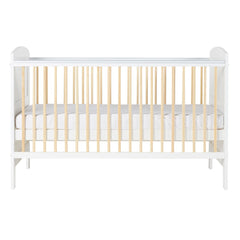 Ickle Bubba Coleby Scandi Classic Cot Bed - White - side view - mattress base at middle level