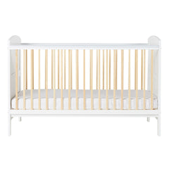 Ickle Bubba Coleby Scandi Classic Cot Bed - White - side view - mattress base at lowest level