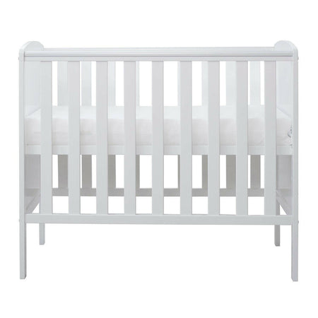 Ickle Bubba Coleby Space Saver Cot - White - side view, with mattress base at highest level