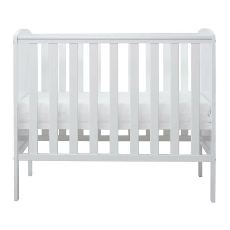 Ickle Bubba Coleby Space Saver Cot - White - side view, with mattress base at middle level