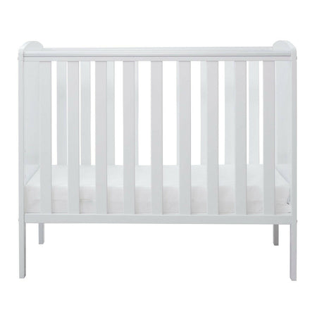 Ickle Bubba Coleby Space Saver Cot - White - side view, with mattress base at lowest level