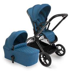iCandy Core - Atlantis Blue - showing the carrycot and parent-facing pushchair