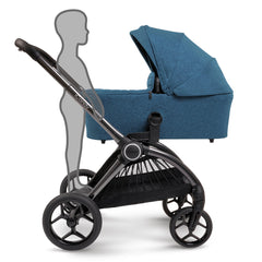 iCandy Core - Atlantis Blue - showing the pram and its integrated ride-on board