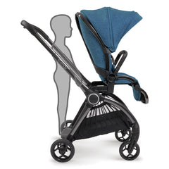iCandy Core - Atlantis Blue - showing the forward-facing pushchair with its ride-on board