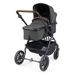 Ickle Bubba Cosmo All-in-One i-Size Travel System with ISOFIX Base - Graphite Grey - showing the pram