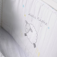 Silvercloud Counting Sheep cot bumper embroidery  - Night Night Sleep Tight