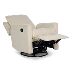 Obaby Denver Swivel Glider Recliner Chair - Bouclé - fully reclined