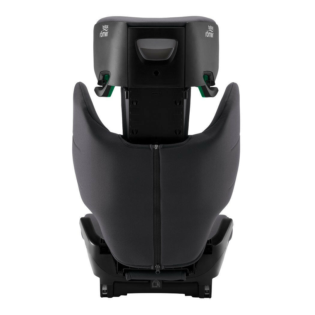 Britax Discovery Plus 2 i-Size Highback Booster Car Seat - Midnight Grey - rear view, with headrest fully raised