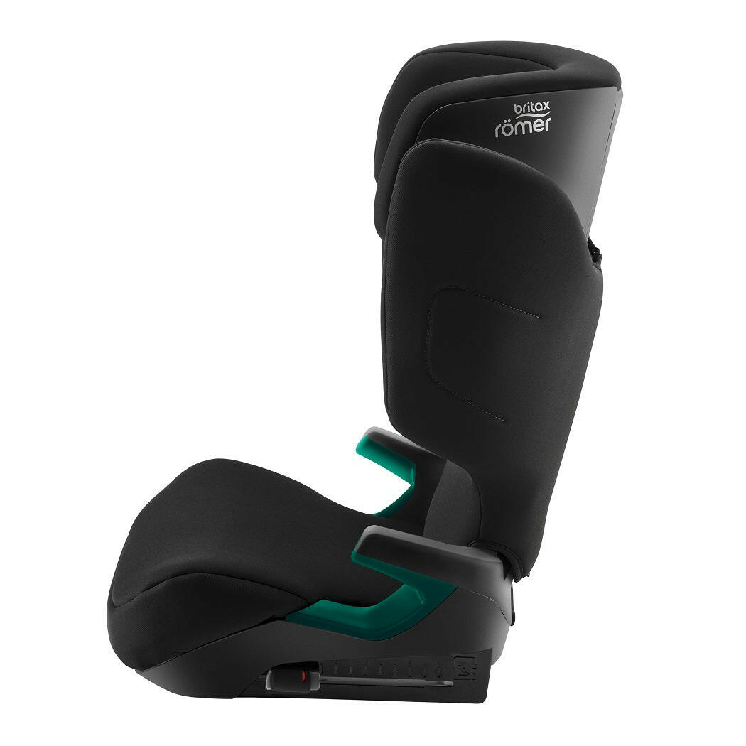 Britax Discovery Plus 2 i-Size Highback Booster Car Seat - Space Black - side view, with ISOFIX connector retracted